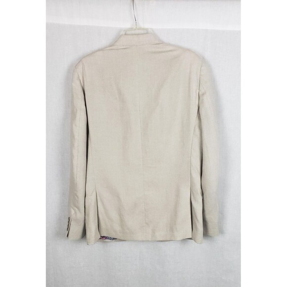 Robert Graham Blazer Mens 40R Beige Linen Modern Fit Sport Coat Paisley Lining - Picture 3 of 12